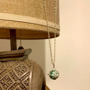 Elegant Silver and Green Pendant Necklace